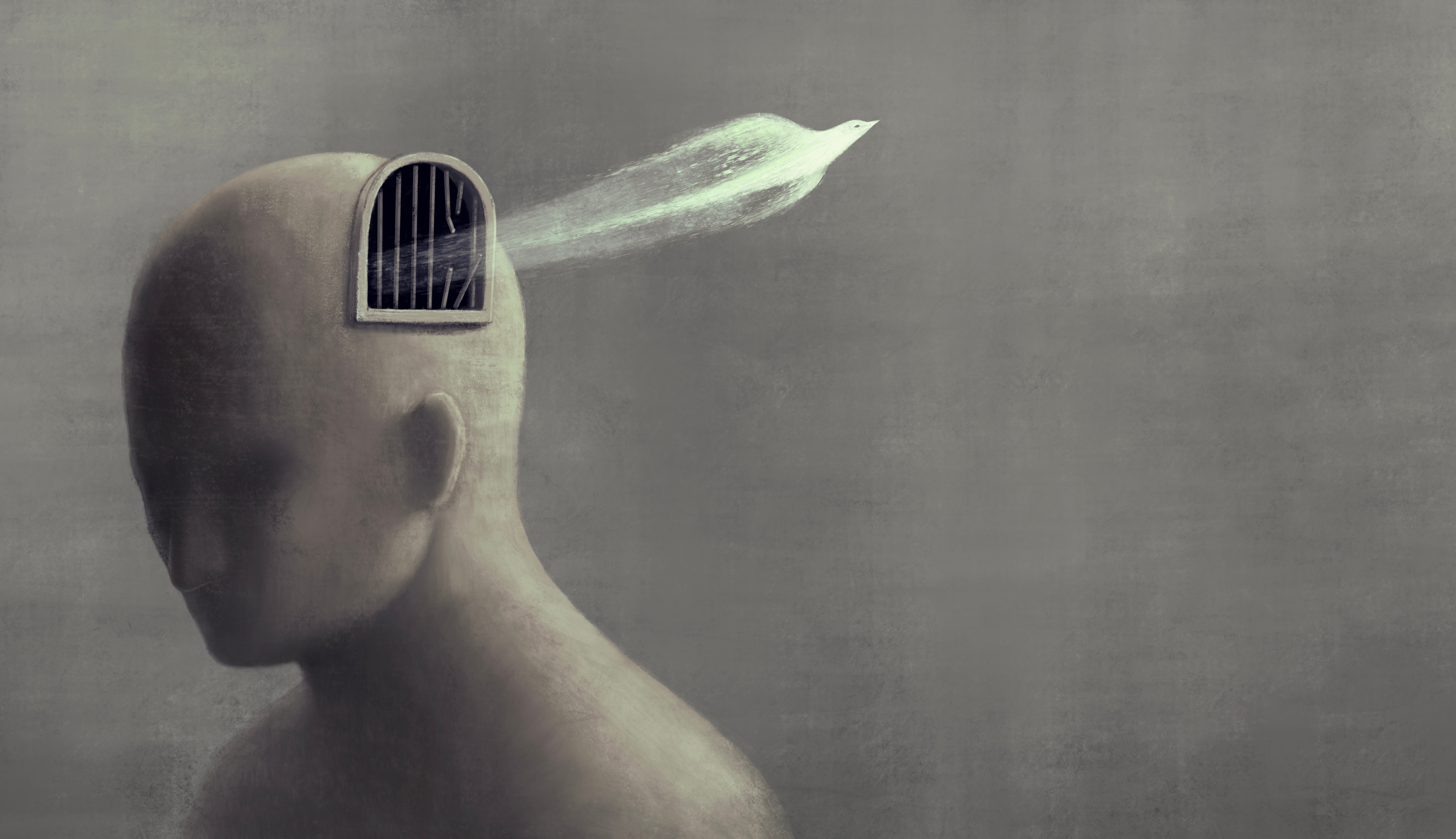 Freedom of expression concept. surreal painting  artwork , imagi